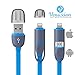 Premium Dual USB Charging and Data Sync Cable by Venussian 3 Ft. 2-in-1 High-speed for Android and iOS Apple iPhone 7/7+/SE/6S/6/6+/5S, iPad, iPod, Samsung Galaxy Models Wall Power Bank & Car Charging