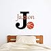 Custom Name Basketball Wall Decal - Boys Girls Personalized Name Basketball Sports Wall Sticker - Custom Name Sign - Custom Name Stencil Monogram - Boys Girls Room Wall Decor