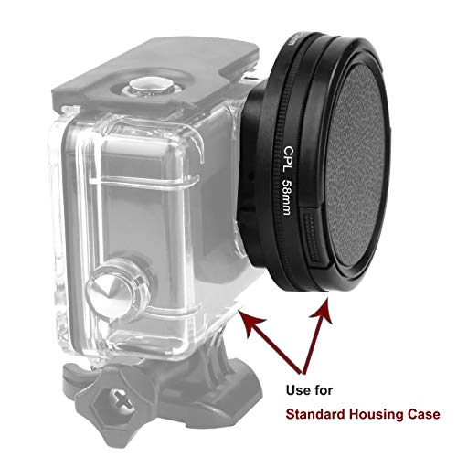 D&F 58mm Professional CPL(Circular Polarizer Lens) with Lens Cover and Adapter Ring for GoPro Hero 6/5 Original Waterproof Case