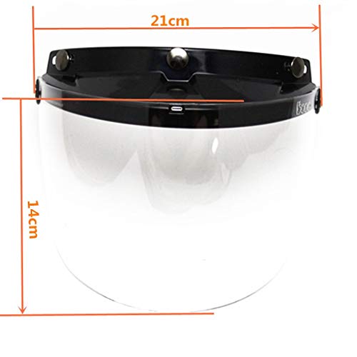 E-Bro 3 Snap Flip Up Visor Face Shield Lens for Open Face Motorcycle Helmets (Clear)