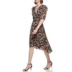 TOMMY HILFIGER Womens Dress fit & Flare,Sand Multi,4
