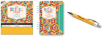 Orange Circle Studio 2018 Kaleidoscope Do It All Magnetic Wall Calendar and Do It All Planner , Aug. 2017 - Dec. 2018, Comes with a Kemah Bamboo Pen