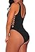 HOTAPEI Women V Neck Lace up High Cut One Piece Swimsuit X-Large Black