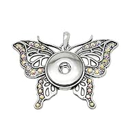 1pc Crystal Butterfly Chunk Drill Pendant Necklace Fit 18mm Noosa Snap Button PQ2R