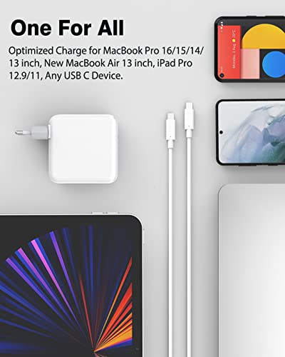 Charger 96W USB C Power Supply Compatible with MacBook Pro 16/15/14/13 inch, MacBook Air 2020/2019/2018, 2024 iPad Pro/Air M2/M4, Quick Charger, USB C to C Cable 2M