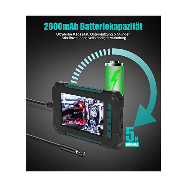 Endoskopkamera RUMIA Dual-Kameras Endoskopkamera mit 8 LEDs IP67 Wasserdicht Licht,4,3 Zoll Bildschirm Endoskop 1080P… – Bild 5