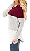 For G and PL Women Color Block Long Sleeve Cotton T Shirts Stripe Casual Knits Tunic Tops Maroon L