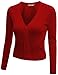 Doublju Womens Long Sleeve V-Neck Cardigan Button Front Crop Cardigan (S - 3XL)