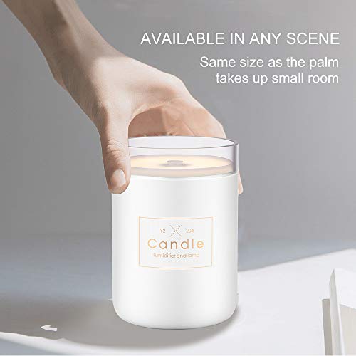 Topmate Mini USB Humidifier Cool Mist Ultrasonic Candle-Shape Air Humidifier Portable with Warm Night Light Auto Shut-Off for Office Home and Car | White - Thumbnail 2