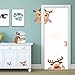 IARTTOP Christmas Reindeer Wall Decal，Happy Cartoon Reindeer Wall Mural Removable DIY Vinyl Door Sticker for Showcase，Christmas Window Clings,Christmas Nursery Home Decorations