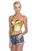Sexy Stretch Metallic Shiny Bustier Rave Club Wear Crop Top With Adjust Hook Eye (L3515)