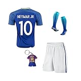 Soccer Kids 2016/2017 Brazil #10 Neymar Jr Away Jersey Football Soccer Kit Kids Sportwear & Shorts & Socks &Key Chain &Face Cloth 3-12 YRS