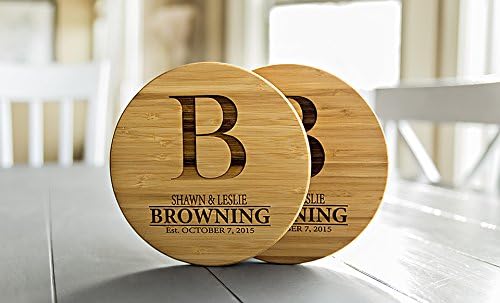 Personalized Coasters Trivets for Hot Dishes - 7inch Kitchen Wood Trivet, Personalized Wedding Gifts (Browning Design, Set of 2)