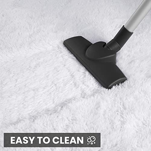 Vocrite White Fluffy Rug for Living Room, 4'x6' Cozy Shag Area Rug, Non