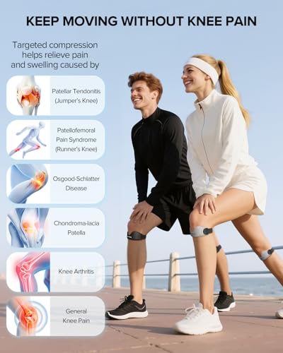 MAXVIVA Patellar Tendon Support Strap 2 Pack, Knee Brace for Women & Men, Patella Band for Running Hiking Basketball Gym Fitness Tennis Badminton Cycling, Offers Relief from Meniscus Tear and Knee Pain.