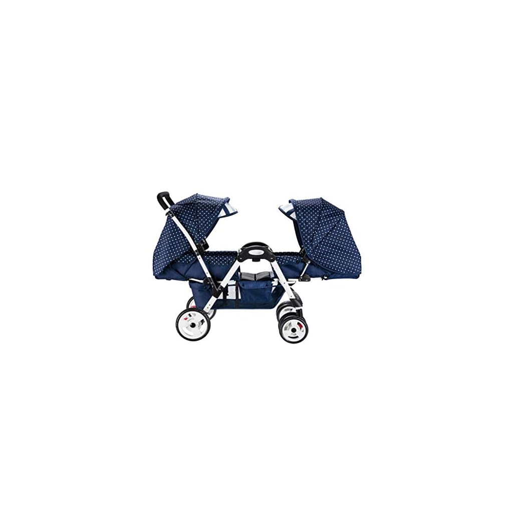 TQJ Cochecito de Bebe Ligero Twins Baby Stroller Puede Sentarse y