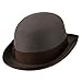 Men's Felt Bowler Hat with Ribbon Trim - Grey Chocolate L