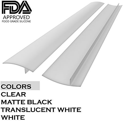 Kettio Silicone Stove Counter Gap Cover (Set of 2), Seals Out Spills Between Counters, Appliances, Dryers, Stoves, Washing Machines and More - Translucent White