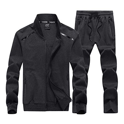 Men's Casual 2 Pieces Athletic Full Zip Sports Sets Jacket & Pants Active Fitness Sweat Tracksuit Set