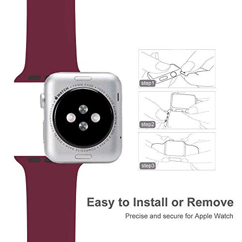 AdMaster Compatible for Silicone Apple Watch Band and Replacement for Sport iwatch Accessories Bands Series 4 3 2 1 Wine Red 38mm/40mm S/M
