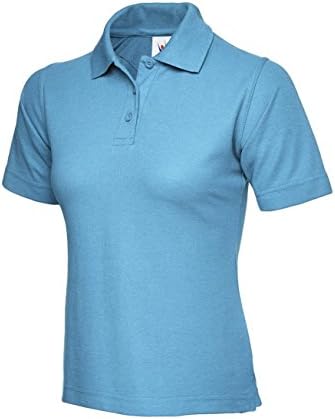 Ladies Pique Polo T Shirts Sizes 8 to 22 - WORK CASUAL SPORTS LEISURE (10 / S, SKY BLUE)