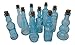 Vintage Glass Bottles with Corks, Bud Vases, Assorted Shapes, 5 Inch Tall, Set of 10 Blue