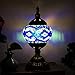 Kindgoo Turkish Mosaic Lamp Decorative Handmade Unique Glass Bedside Table Lamp Led Bulb Included (Blue)