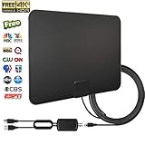 2018 NEWEST 50-80 Miles Long Range TV Antenna Amplified HD Digital TV Antenna Support 4K 1080p VHF UHF for Indoor with Detachable Powerful Ampliflier Signal Booster Strongest Reception 10ft Coax Cable