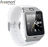 Bluetooth Smart Watch with Camera, Aosmart DZ09 Smartwatch for Android Smartphones - White