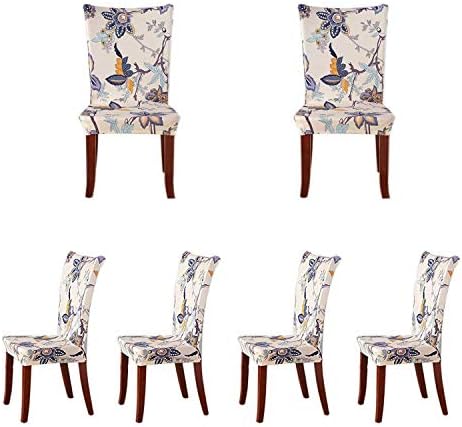 Decor Soft Spandex Fit Stretch Short Dining Room Chair Covers with Printed Pattern, Banquet Chair Seat Protector Slipcover for Home Party Hotel Wedding Ceremony (6, Style 20)