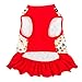 Blueberry Pet Red & Sunshine Yellow Floral Cotton Dog Dress, Back Length 12