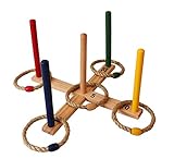 Ring Toss Games Indoor - Outdoor Kids Games - Toys Set - Includes 5 Colorful Rope Rings - Fun Family Games for Kids & Adults Backyard, BBQ, Yard Games, Family Reunion, Pool Party