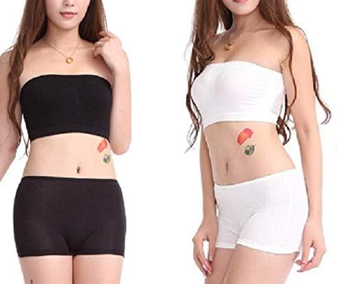 Ritu CreationWomen's/Girl's Beachwear Sexy Non Padded Tube Bra and Boyshort Panty Set, Free Size,Pack of 2, Black & White