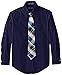 Nautica Big Boys' Long Sleeve Solid Shirt Tie Set, Peacoat, 16