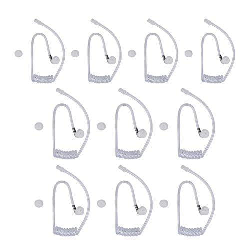 10Pcs Acoustic Coil Tube, FBI Style Acoustic Coil Audio Air Tube Replacement Walkie Talkie Earpieces with Ear Buds for 2 Way Radio Audio Headset Secret Sercurity Earpiece with Copper Ring