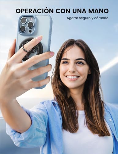 Lamicall Anillo MagSafe para Celular – Más Ángulos Soporte Magnético para Celular, Doble Bisagra Rotación Super Magnética Holder, Accesorios MagSafe Stand para iPhone 17, 16 Pro MAX y Android