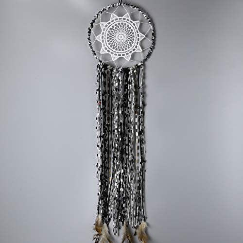 Dream Catcher Handmade Traditional Feather Black & White Lace Dream Catchers for Wall Hanging Home Decoration Ornament Craft Gift
