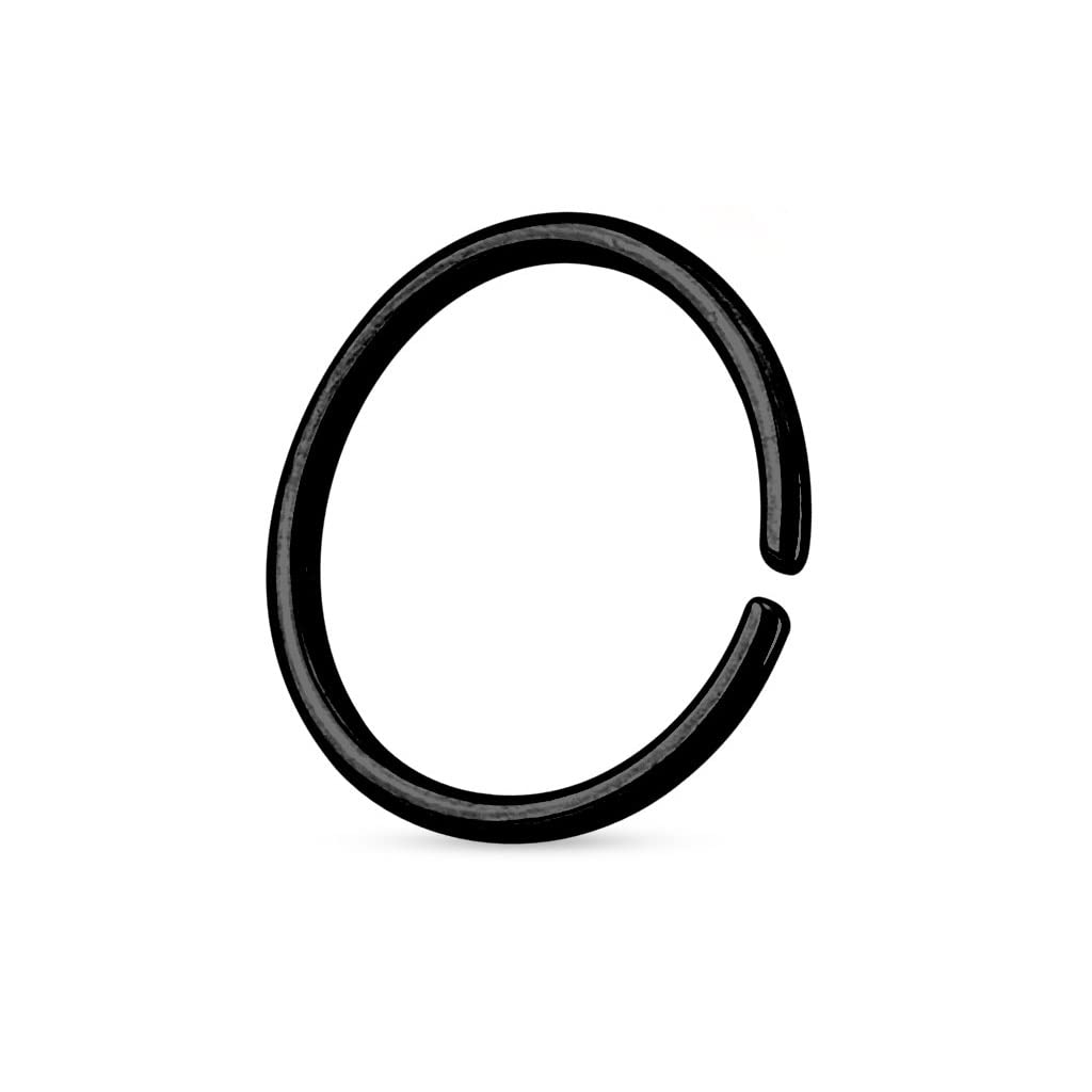 PiercedOff Titanium Black IP over 316L Surgical Steel 10mm Cut Ring - Thickness 0.8mm