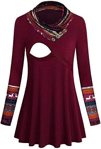 Missli Women's Mom Pregnant Nursing Baby Shirts Maternity Floral Print Tops Blouse Breastfeeding Clothes