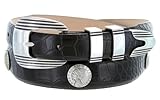 Italian Calfskin Leather Belt with Designer Buckle and Indian Head Coin Conchos