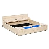 Outsunny Kids Wooden Sandbox w/Two Plastic Boxes