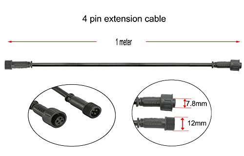 QACA 5PCS 3.28ft 1m Extension Cable Wire Cord with Male and Female 4Pin Connectors at Both Ends for RGB Multi-Color LED Deck Lights - Thumbnail 3