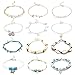 Finrezio 8-12PCS Anklets for Women Girls Adjustable Boho Turtle Starfish Beac Ankle Bracelets Foot Jewelry Set Handmade (A: 12PCS Starfish Ankle)