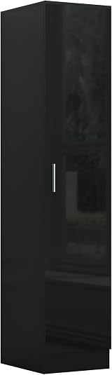 Reflect 2 Piece Wardrobe Set | 2 Door Corner + 1 Door Plain | Black Gloss view 6
