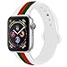 Sport Band Compatible with Apple Watch, Premium Sport Durable Soft Silicone Bracelet Wrist Strap Replacement Band for Series 5 4 3 2 1 (42MM/44MM M/L White G Red)