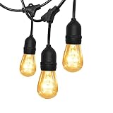 SUPERDANNY Outdoor String Lights 52 FT Commercial Grade UL Weatherproof 30 Bulbs (6 for Spare) and 30pcs Edison Vintage Cable Ties for Backyard Patio Porch Garden