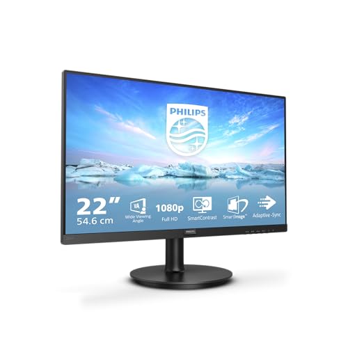 Philips 221V8 - 22 Zoll Full HD Monitor, Adaptive Sync (1920x1080, 75 Hz, VGA, HDMI) schwarz