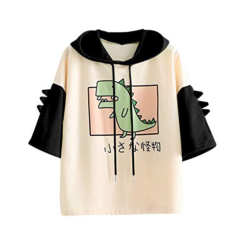 Toeava Cute Sweatshirt for Womens Teens Girls,Short Sleeves Splice