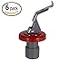 Flip Top Wine Bottle Stopper with PNW Pocket Corkscrew, Set of 6, Red