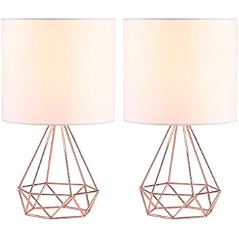 CO-Z Modern Table Lamp with White Fabric Shade, Rose Gold ...
